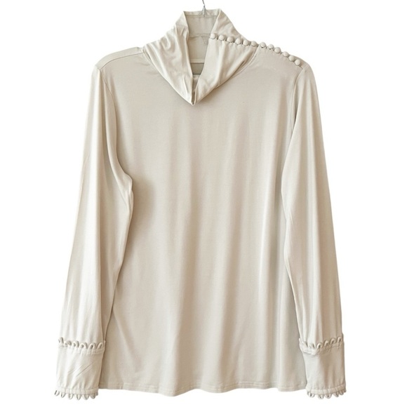 Soft Surroundings Cream Mockneck Top with Button Detail Size Medium - Picture 11 of 11